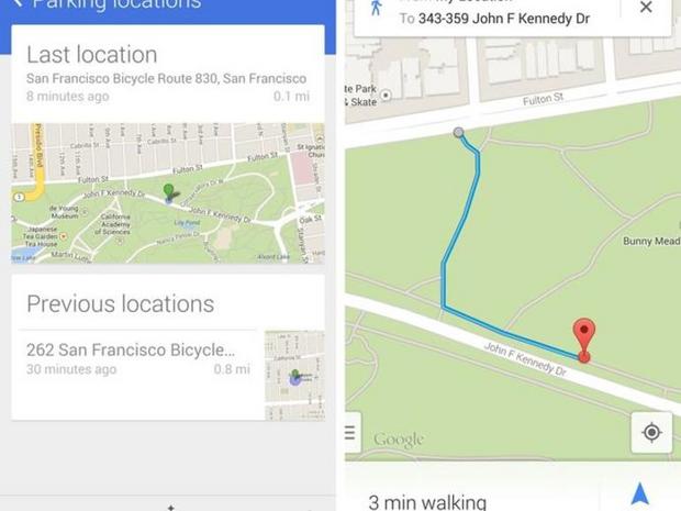 あれ、車はどこだ？

　Google Nowは、ユーザーが運転を終えた時刻から判断して、駐車した場所を特定し、それをカードとして表示する。

　この機能が実際に動作する様子と、駐車に関する設定の方法については、こちら（英語）を見てほしい。
