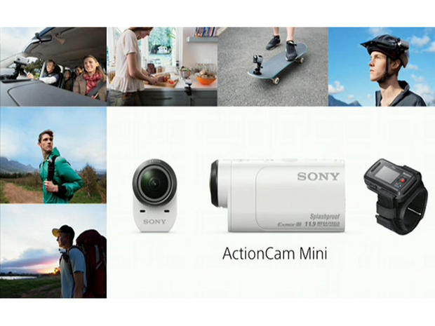 「Action Cam Mini」

　「GoPro」はDIYアクションビデオの世界を確かに支配しているが、ソニーもまだ戦いを放棄したわけではない。Action Cam Miniは、高さ1.4インチ（約3.6cm）、長さ3インチ（約7.6cm）、重さ2.2オンス（約63g）しかない。最大1080pビデオを60fpsで撮影可能。Wi-FiおよびNFCを内蔵することでライブストリーミングが可能だ。
