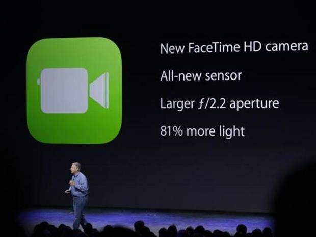 　前面にはFaceTime HDがあり、新しいセンサとf/2.2レンズを搭載。