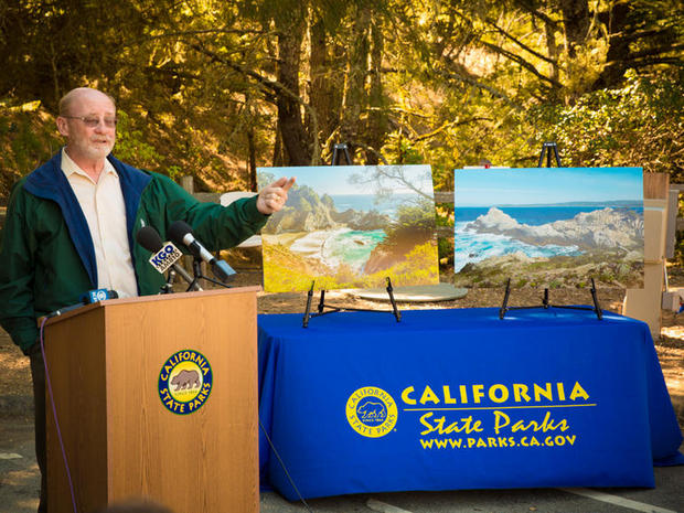 　カリフォルニア州ミルバレーにあるタマルパイス山で7日に話をするカリフォルニア州天然資源局長のJohn Laird氏。同地でカリフォルニア州立公園とGoogleは、カリフォルニア州にある公園をマップ化する共同の取り組みを発表した。
