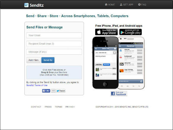 ［ウェブサービスレビュー］同時アップロードは100Gバイトまで、スマホも使えるファイル転送サービス「SendItz」