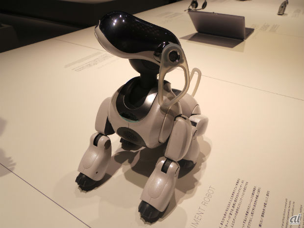 　同じく2003年に登場した犬型ロボット「AIBO ERS-7」。デザイン性だけでなく、人間工学と安全性も考慮して設計されたという。