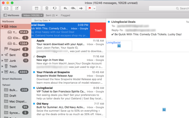 スワイプ可能な受信箱

　「Mail」アプリでは、電子メールを2本指でスワイプすることで既読にしたり、削除したりすることが可能。

　イベントへの招待を受け取ると、ユーザーが何もしなくても、カレンダー上でそのイベントの時間が自動的に確保される。
