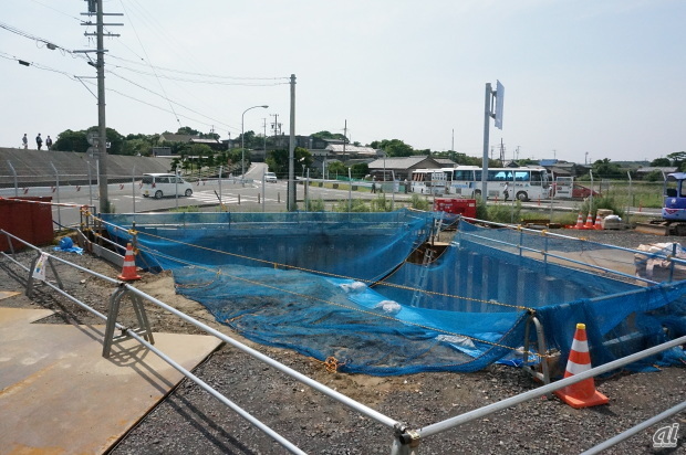 　南志摩海底線中継所側もケーブルを引き込むための準備が進められている。