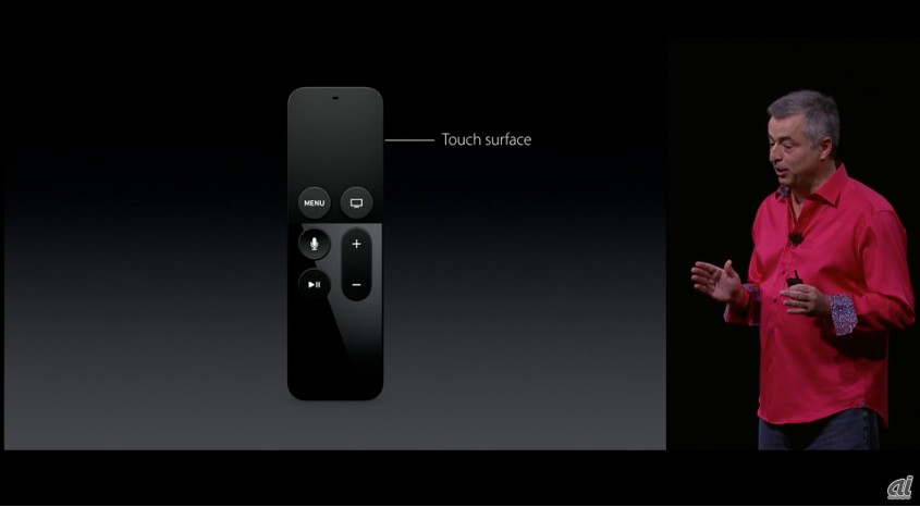 リモコン「Siri Remote」には、タッチサーフェスを搭載