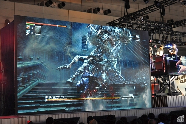　2014年の東京ゲームショウでも行われたこのチャレンジステージ。今回は初公開となった新武器の回転ノコギリを使用し、ルドウイークの打倒を目指した。