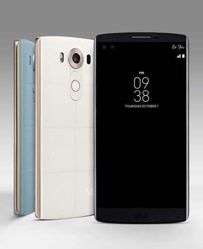 LGの新しいV10スマートフォンは、5メガピクセルの前面カメラ2基と16メガピクセルの背面カメラを備える。