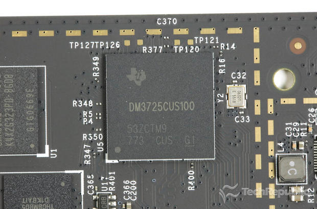 　Texas Instrumentsの「DM3725 Digital Media Processor」。