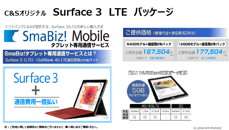 「Surface 3 LTE パッケージ」