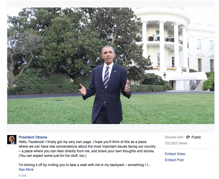 Obama大統領のFacebookページに投稿されたビデオ