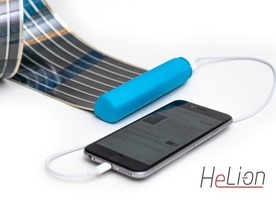 ロール状の太陽電池を引き出して充電する「HeLi-on」--携帯性と発電効率を両立