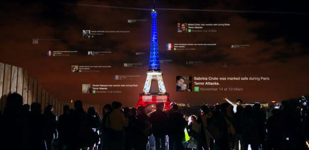 パリでのテロ攻撃後に多くの人がFacebookで追悼の意と被害者へのサポートを示した。