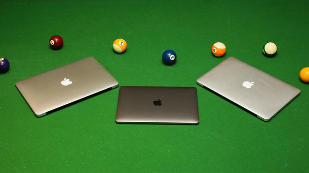 　新型MacBookを13インチ「MacBook Air」、13インチ「MacBook Pro」と並べてみた。