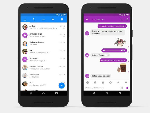 Facebook、Android版「Messenger」でSMSの送受信を可能に