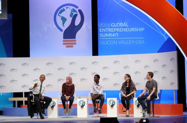 シリコンバレーで開催の2016 Global Entrepreneurship Summitで話をするObama大統領