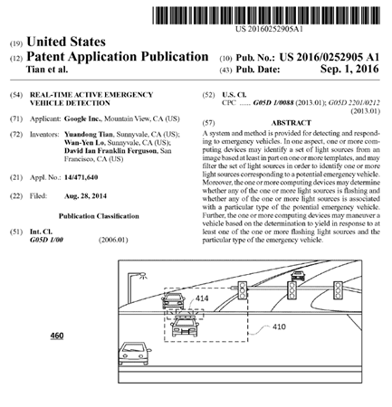 公開されたGoogleの特許（出典：USPTO）