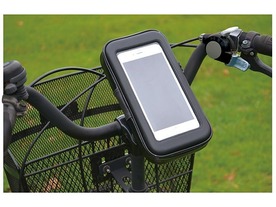 Pokemon GOを快適に--iPhoneとモバイルバッテリを収納できる、防滴仕様の自転車ホルダ