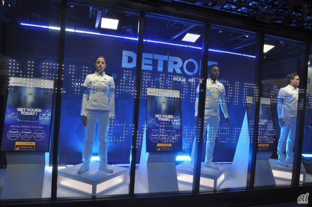 　2018年上期発売予定の「Detroit Become Human」。アンドロイドがテーマのタイトルで、ブースの一角に世界観を紹介するコーナーが設けられている。