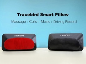 ドライブに役立つマッサージ機能付き小型枕「Tracebird」--スマホ通話や音楽再生も