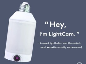 LED電球タイプの監視カメラ「LightCam」--配線不要でソケットにねじ込むだけ