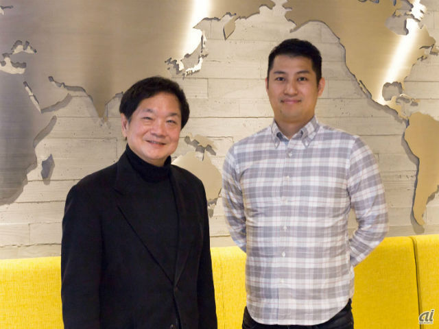 GA technologiesの新社外取締役 久夛良木健氏（左）と代表取締役社長 樋口龍氏（右）