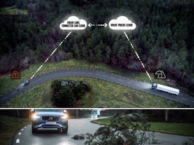 ボルボ、ハザードランプの点灯情報を近くの車に送信--見えない危険も察知可能に