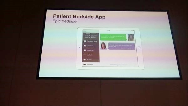患者向けのアプリとして「Epic bedside」を用意。テキストチャットや、病状検査結果、薬の情報などが検索できる