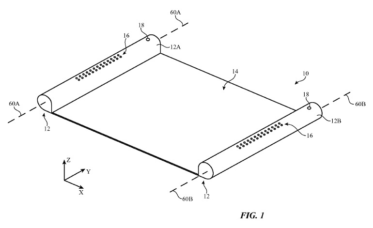 Appleが取得した巻物風タブレットの特許（出典：USPTO）（出典：Human Media Lab）