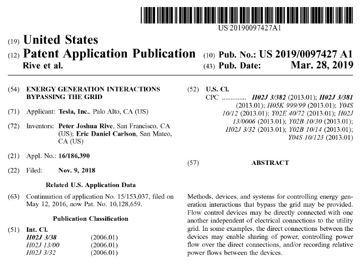 公開されたTeslaの特許（出典：USPTO）