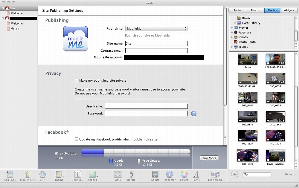 MobileMeには手軽なWebデザインツール「iWeb」も付属していた。
提供：Apple