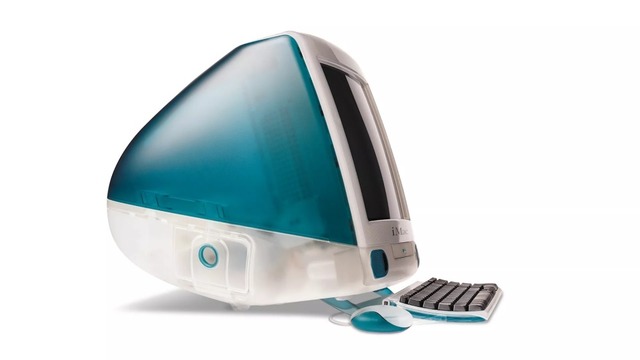 　1998年に発売されたオールインワンPC「iMac G3」のボンダイブルーモデル。