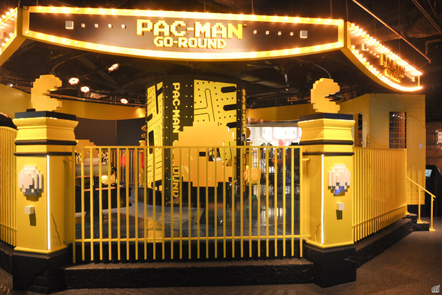 　エントランス付近にある、パックマンがテーマのカルーセル「パックマンゴーラウンド」。こちらもKen Ishii氏による楽曲のThe World of PAC-MANが流れるという。