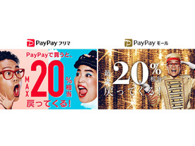 「PayPayフリマ」と「PayPayモール」利用で最大20％還元--11月1日より新キャンペーン