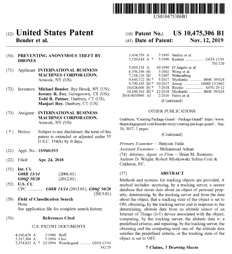 登録されたIBMの特許（出典：USPTO）
