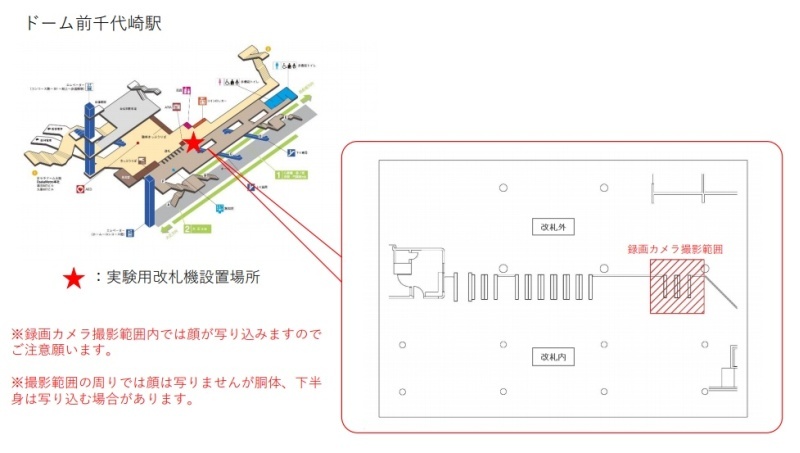 設置場所と撮影範囲の例（出典：Osaka Metro）