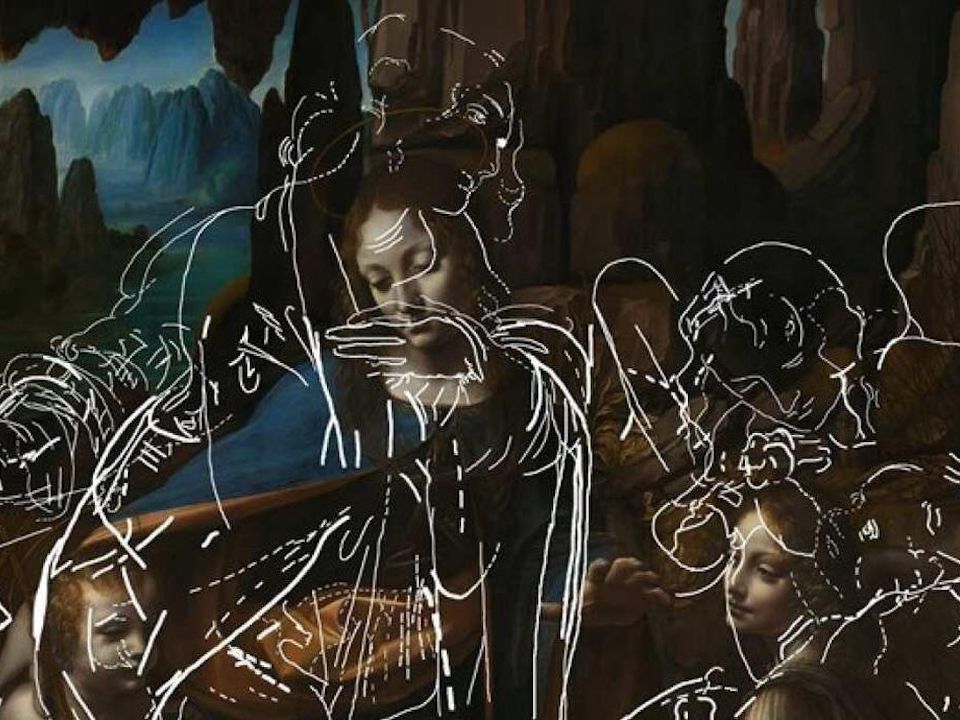 ダ・ヴィンチ作「岩窟の聖母」と明らかになった下絵部分