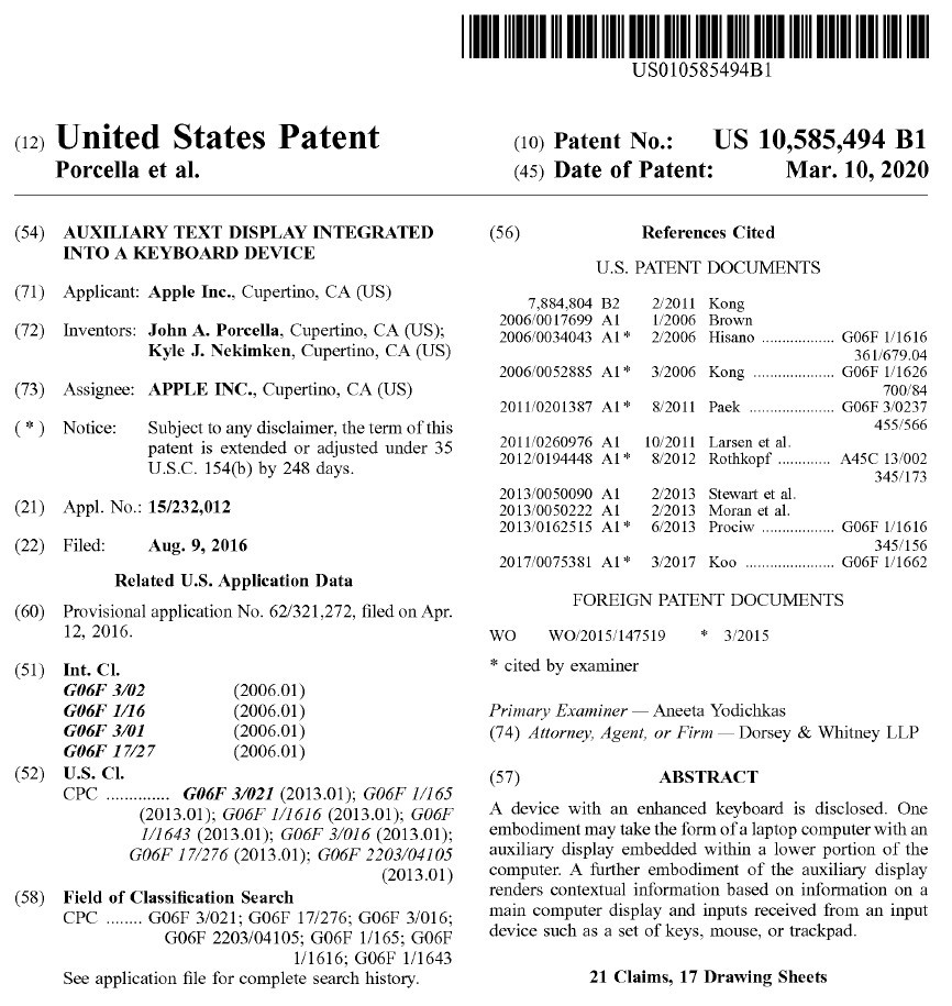 登録されたAppleの特許（出典：USPTO）
