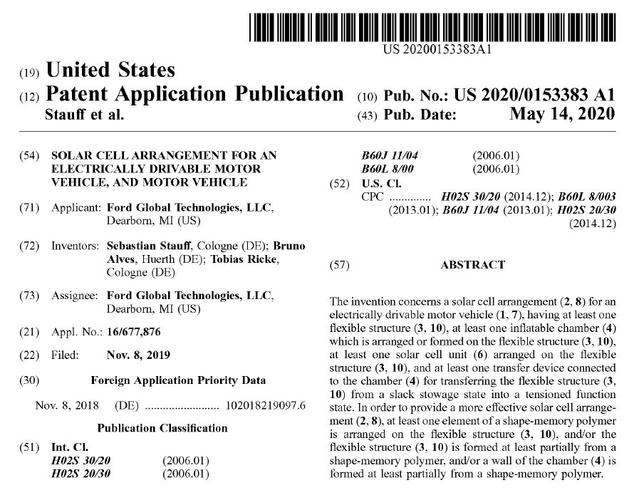 公開されたFordの特許（出典：USPTO）
