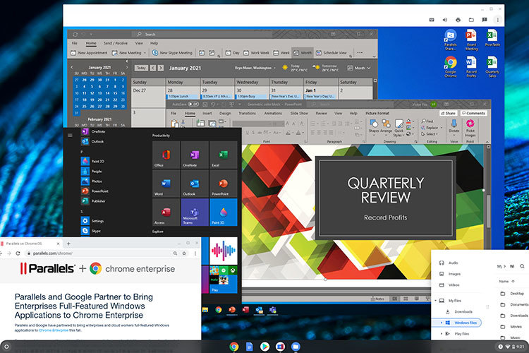 Chrome OS上で動く各種Windowsアプリ（出典：Parallels）