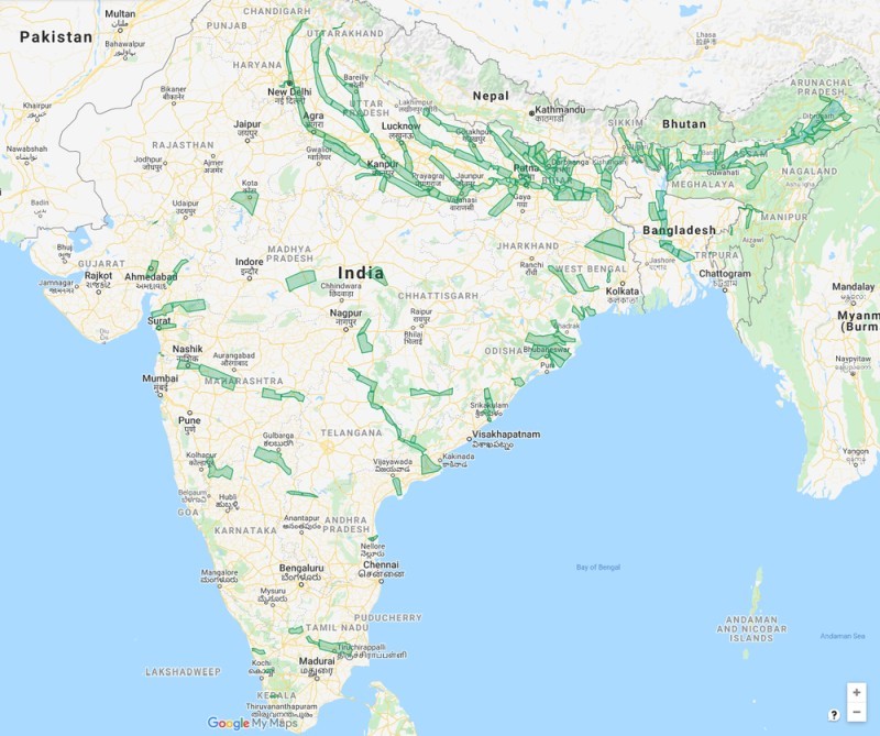 インド全域をカバー（出典：Google）
