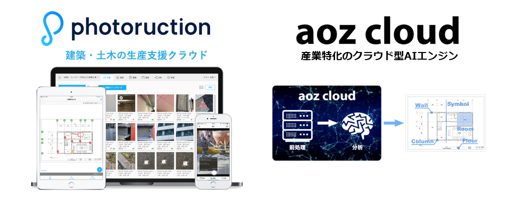 建設・土木の生産支援クラウド「Photoruction」と建設特化AI「aoz cloud」を展開