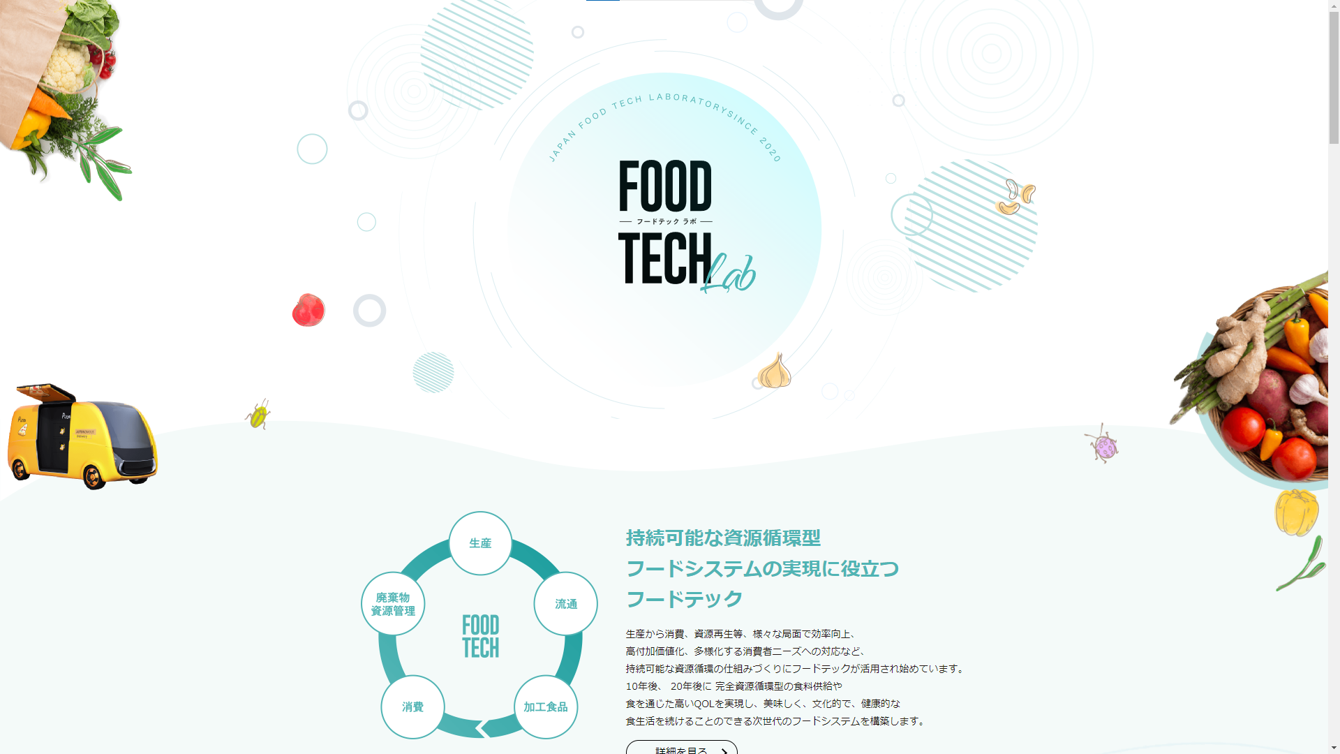 FOOD TECH Labのウェブサイト