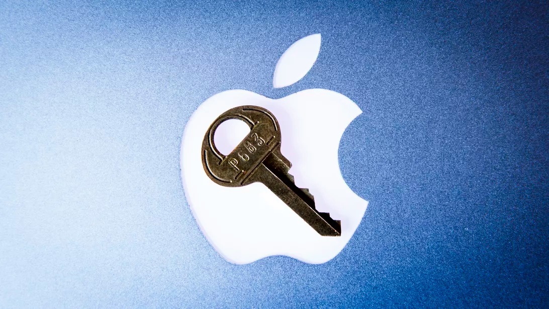 Appleのロゴと鍵のイメージ