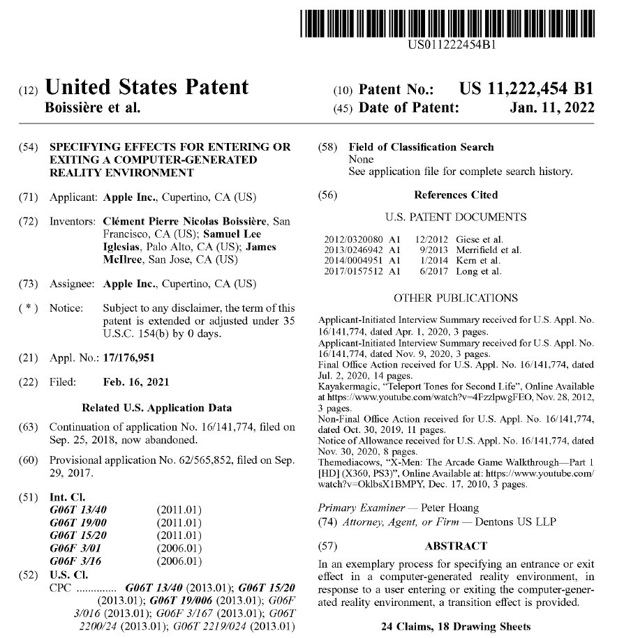 登録されたAppleの特許（出典：USPTO）