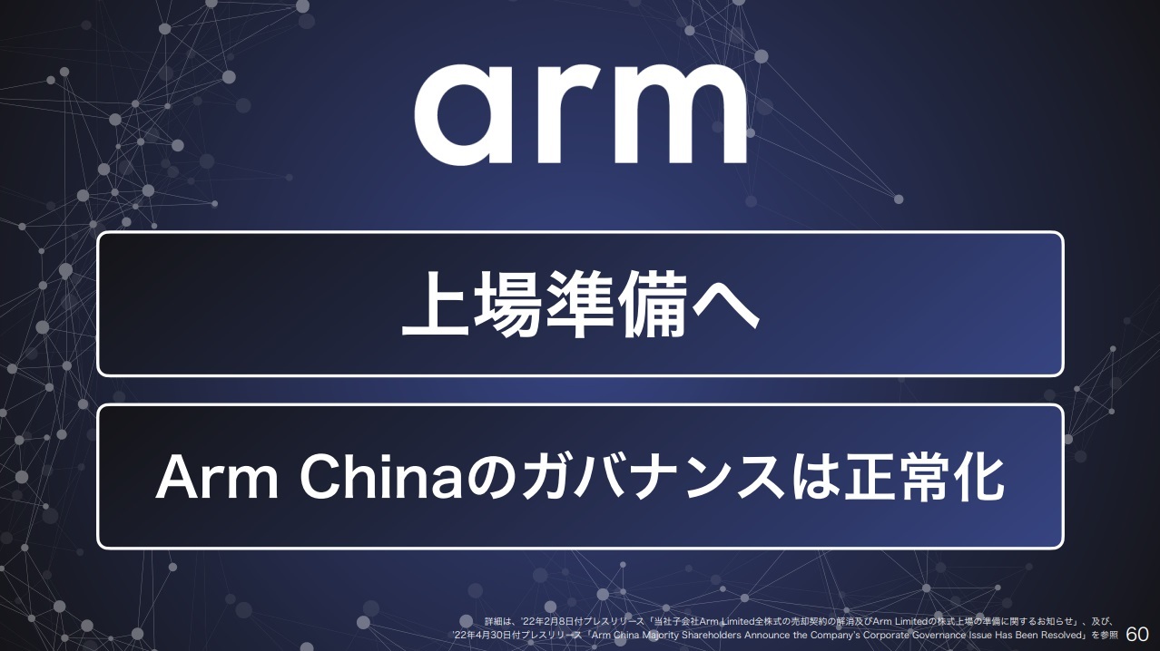 ARMの上場に向け懸念されていたARM Chinaを巡るトラブルは解決に向かっており、上場に向けた準備が進められるようになったという