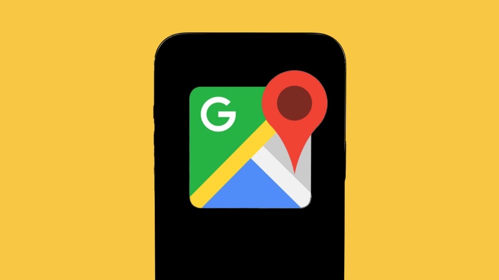 Googleマップのロゴを表示したスマートフォン