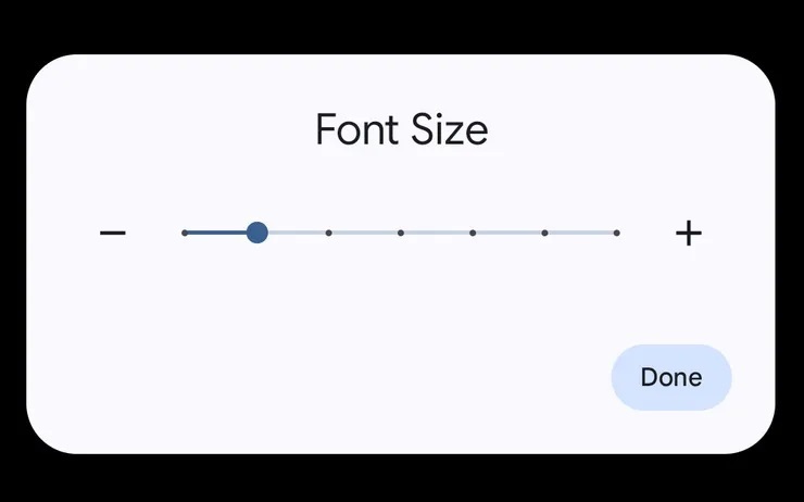 フォントサイズを変更するスライダーが表示された画面
