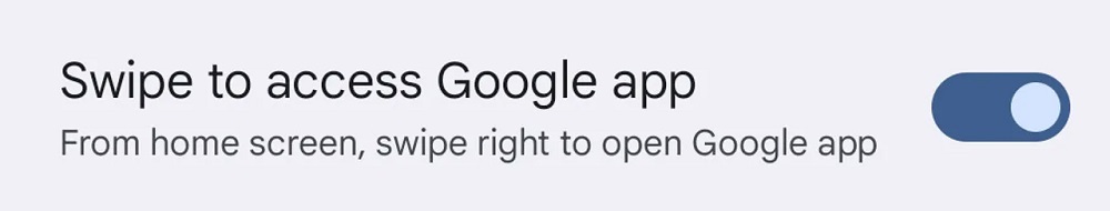 「スワイプでGoogleアプリにアクセス」のスイッチ