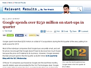 Google spends over $250 million on start-ups in quarter | Relevant Results - CNET News