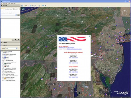 The Google Earth 2006 election resource tool